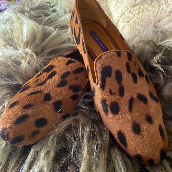 Ralph Lauren Collection Quintessa II Italian Hair-Calf Leopard Smoking Slipper - Picture 13 of 16